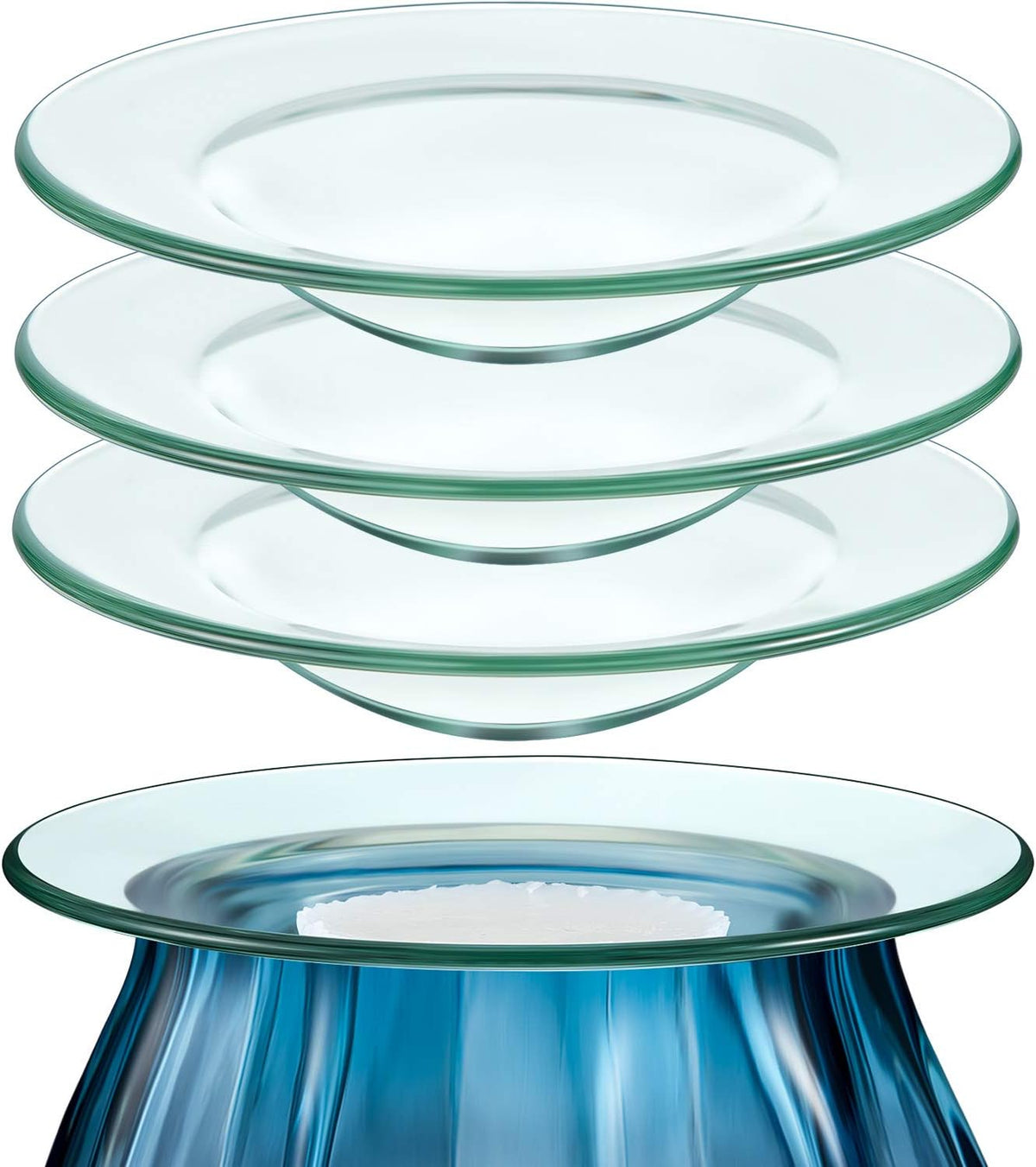 Patelai 4 Pieces Replacement Wax Warmer Dish, 4.5 Inches Round Glass Plate