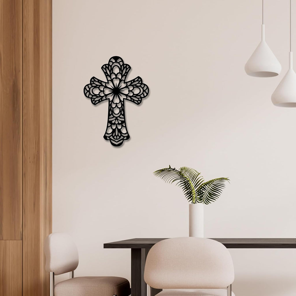 Rajukit Geometry Christian Metal Cross Wall Art for Home