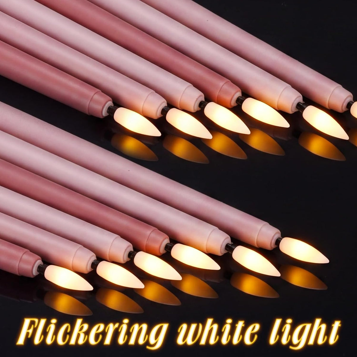 Handepo 48 Pack Flameless LED Taper Candle, Dusty Pink, 11 Inch