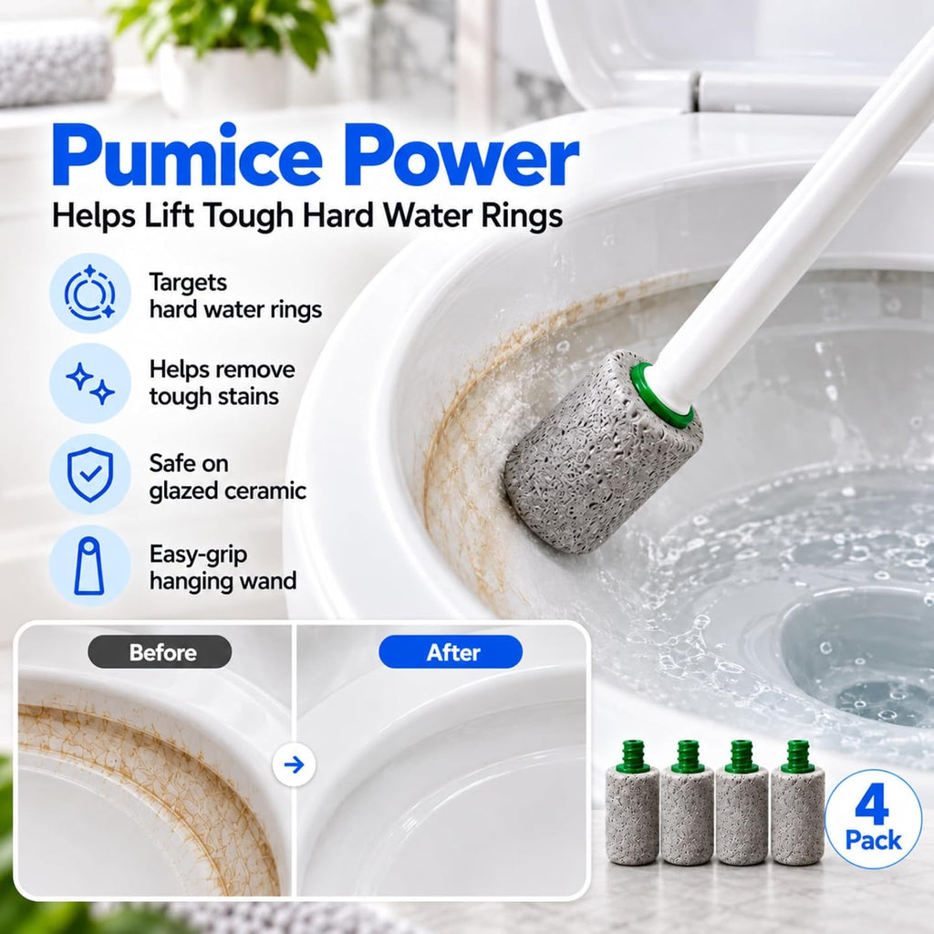 Disposable Toilet Brush 24 Refills & Pumice Stone Toilet Bowl Cleaner 5Pack
