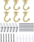 Heavy Duty Ceiling Hooks, Hanging Plants & Baskets (6, Gold)