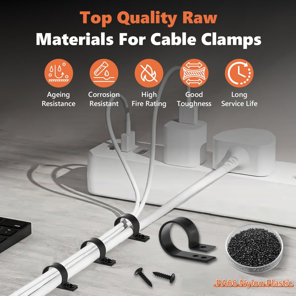 292Pcs Black PA66 Nylon R Cable Clamps Kit w/ M4 Screws, 6 Sizes