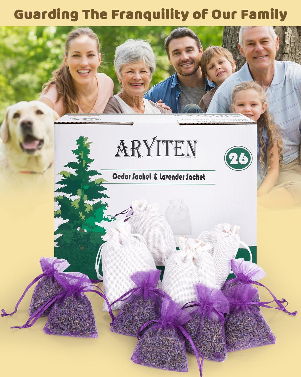 52 Pack Cedar Chips and Natural Dried Lavender Sachets Bags - Stop Clothes Damage, Cedar and Lavendar Home Fragrance for Drawers and Closets
