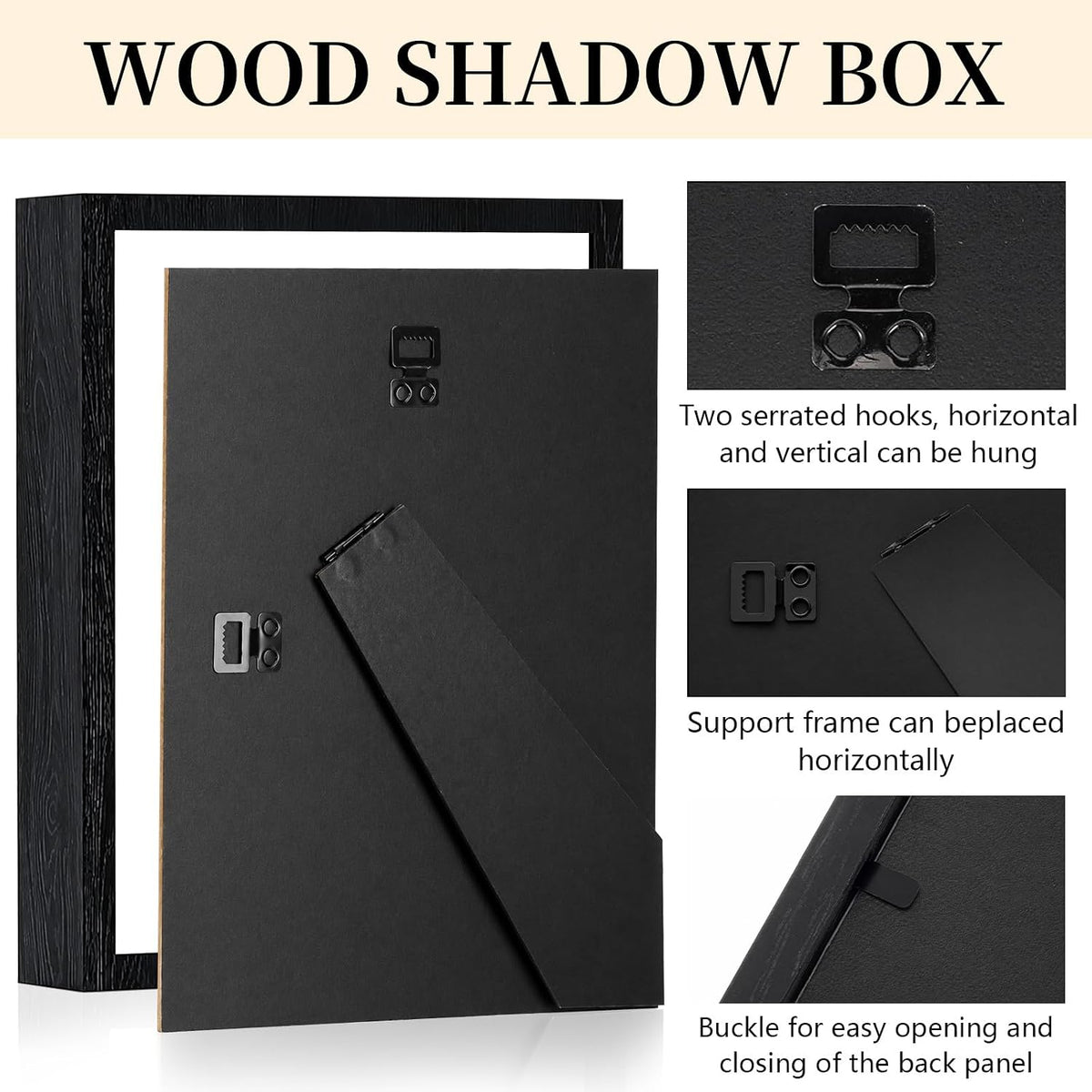 Shadow Box Frame 8"x 10" - 4 Pack Wood Deep Shadowbox with Glass