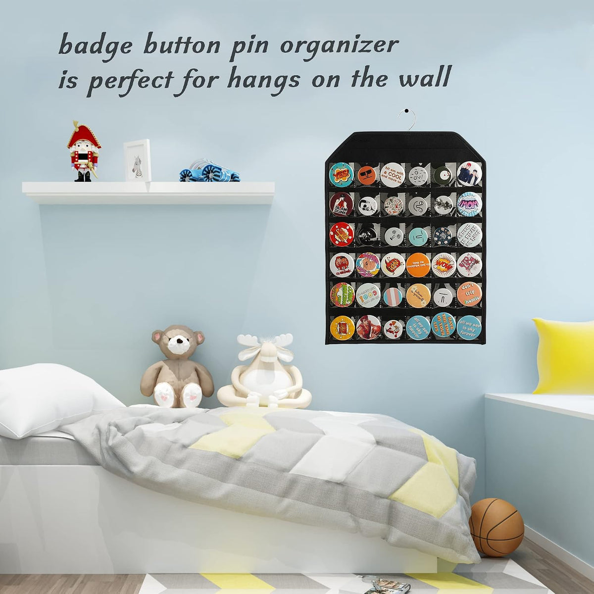 PACMAXI Wall Hanging Badge Button Pins Organizer Display Storage Stand