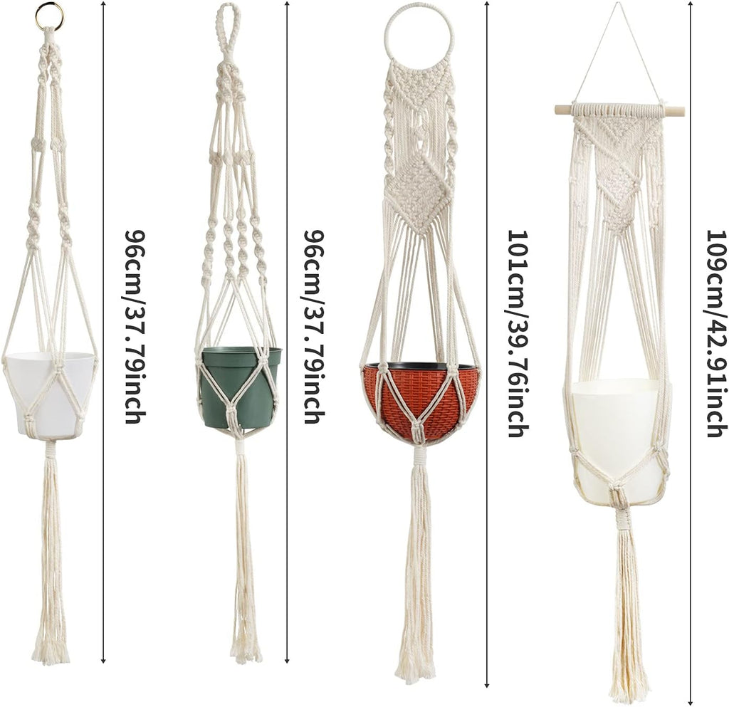 Laerjin 6 Pack Macrame Plant Hangers, Hanging Planters for Indoor Plants