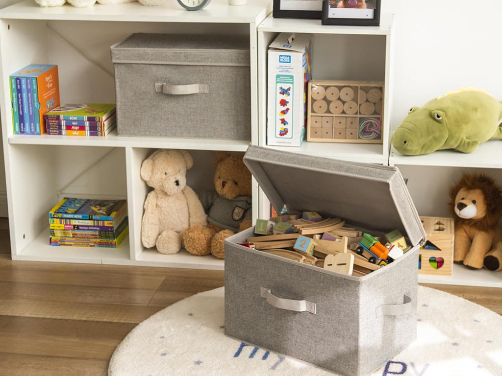 StorageWorks Fabric Storage Bins with Lids, Closet Storage Bins