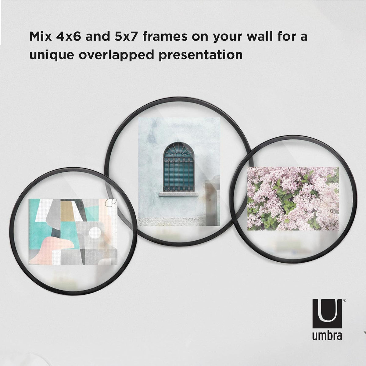 Umbra Infinity 5x7 Picture Frame, Unique Circular Photo Display for Desk or Wall, Black