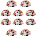 10Pcs Artificial Rose Balls for Centerpieces (Dusty Pink & White)