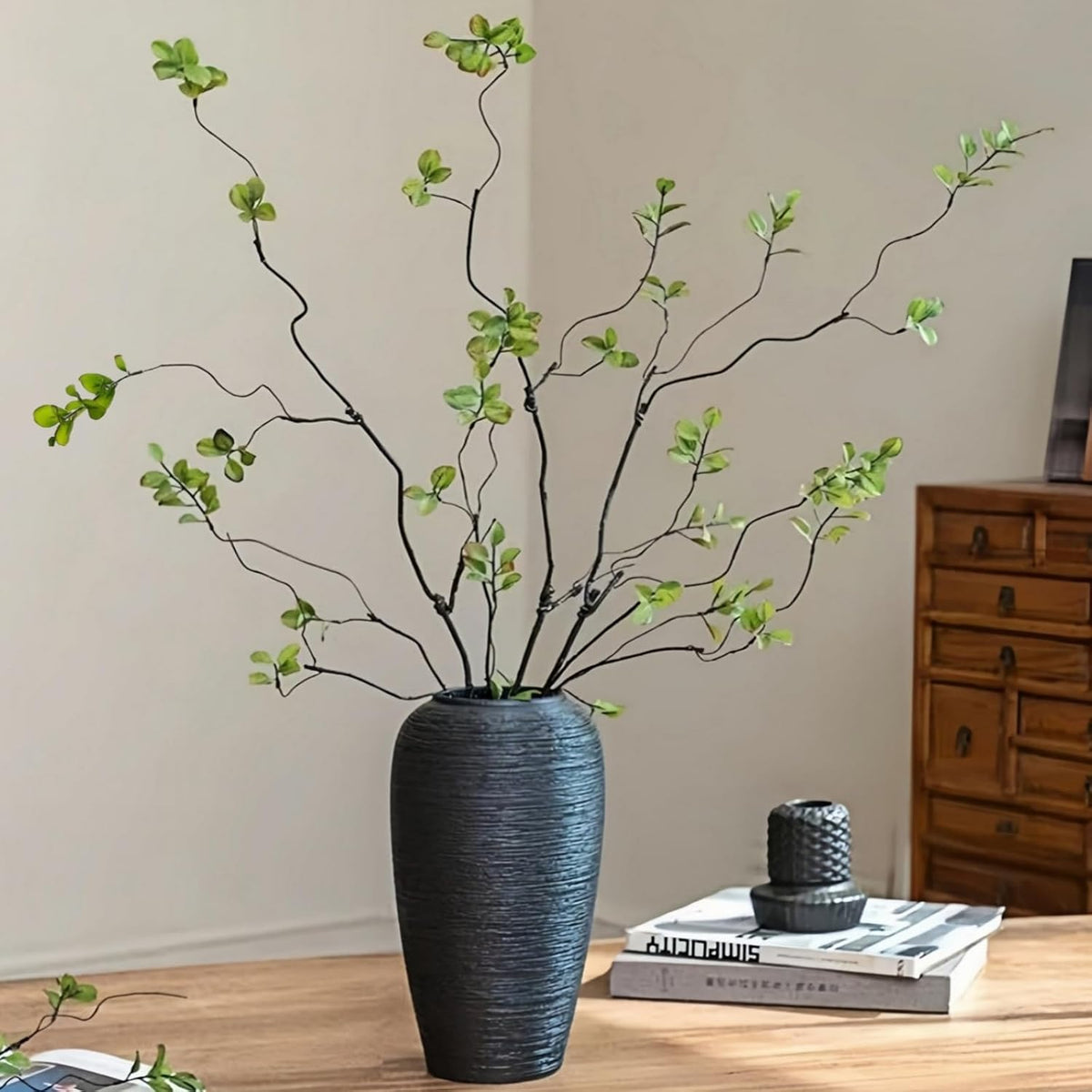 5 Pcs Artificial Ficus Branches Faux Eucalyptus Stems, 47.2 Inch Fake Greenery Stems Realistic Touch Faux Branches for Vase for Office Home Wedding Vase Filler Decoration
