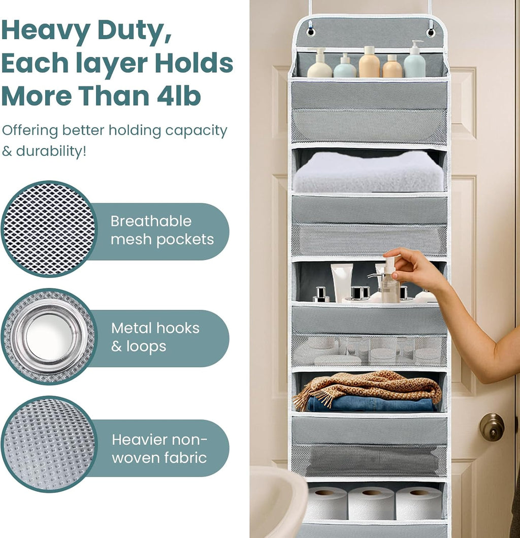 5-Tier Over The Door Pantry Organizer, Kitchen & Bathroom Storage, Grey