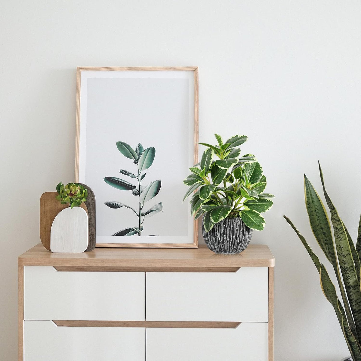 SHOHAYTO Artificial Plants Indoor Outdoor, Faux Variegated Oak Leaf Plant