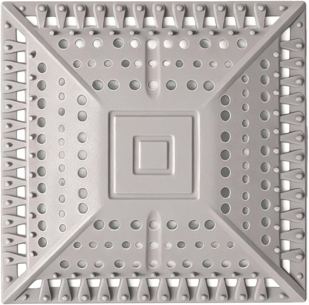 Square Silicone Shower Drain Hair Catcher, Grey