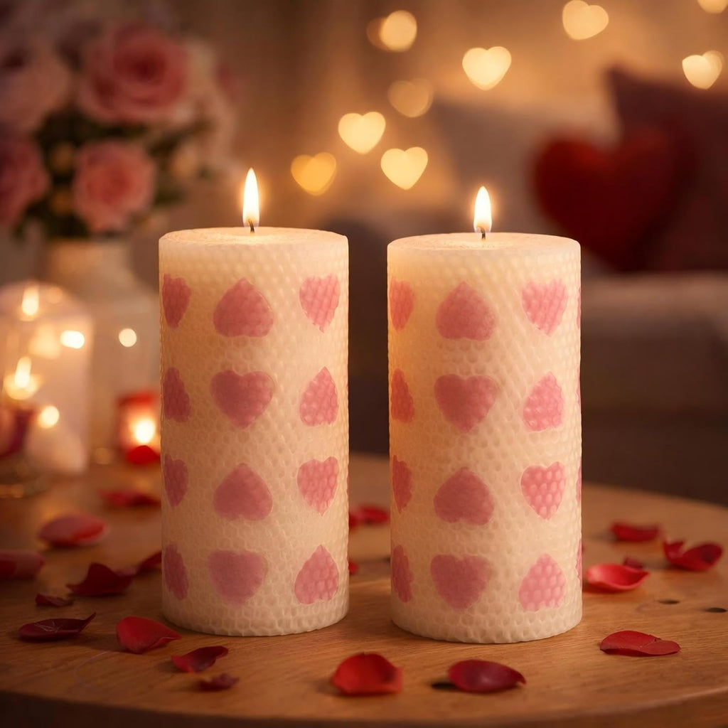 Hand Rolled Beeswax Pillar Candles 2 Packs, Non Toxic Beeswax Candles-70 Hours Long Burning, Organic Emergency Bees Wax Candles for Home, Paryer, Parties, Unscented Dripless Smokeless Candles, 2x4in