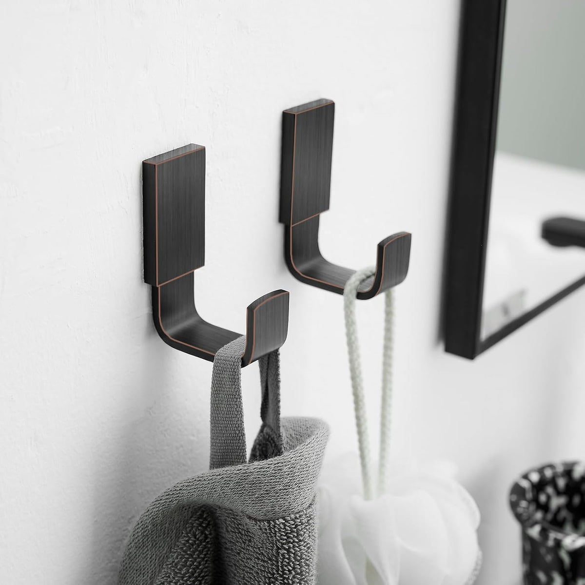 BESy Brass Towel Hook, Bath Robe Coat Clothes Hook Oil Rubbed Bronze 2 Pack