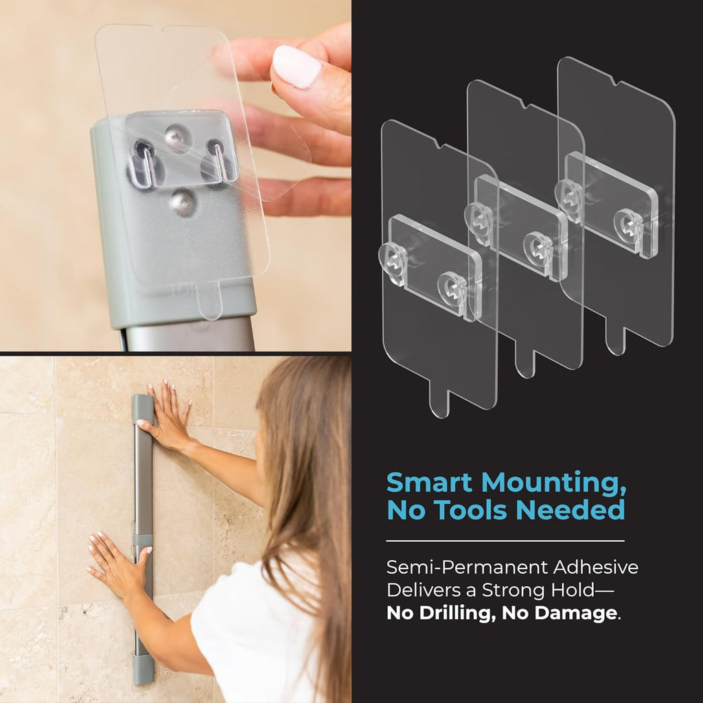 ShowerSMART Shower Caddy, Adjustable Shelves, Magnetic Hooks, Graphite