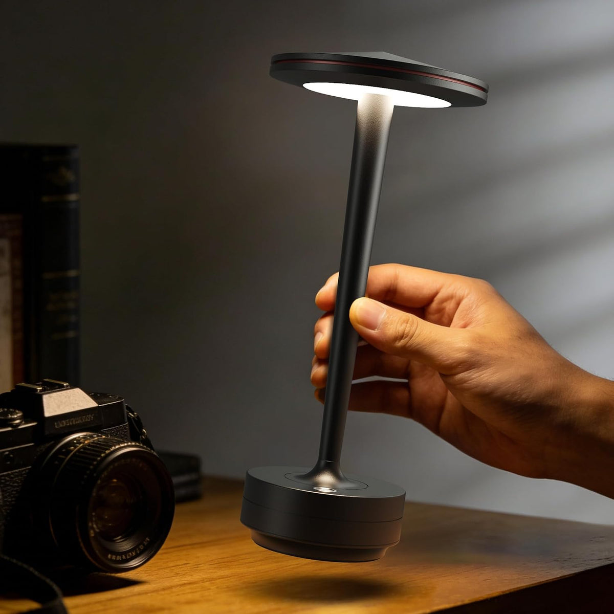 Cordless Rechargeable LED Table Lamp Set of 2 Black