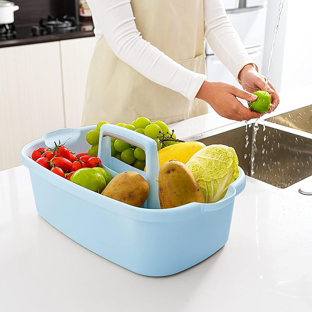 Goderewild Cleaning Caddy with Handle, Shower & Under Sink Basket, Blue
