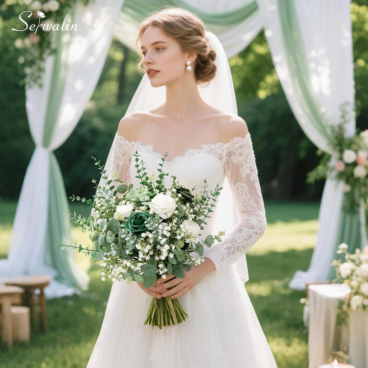 Serwalin 50PCS Mixed Eucalyptus Stems with Baby's Breath Greenery