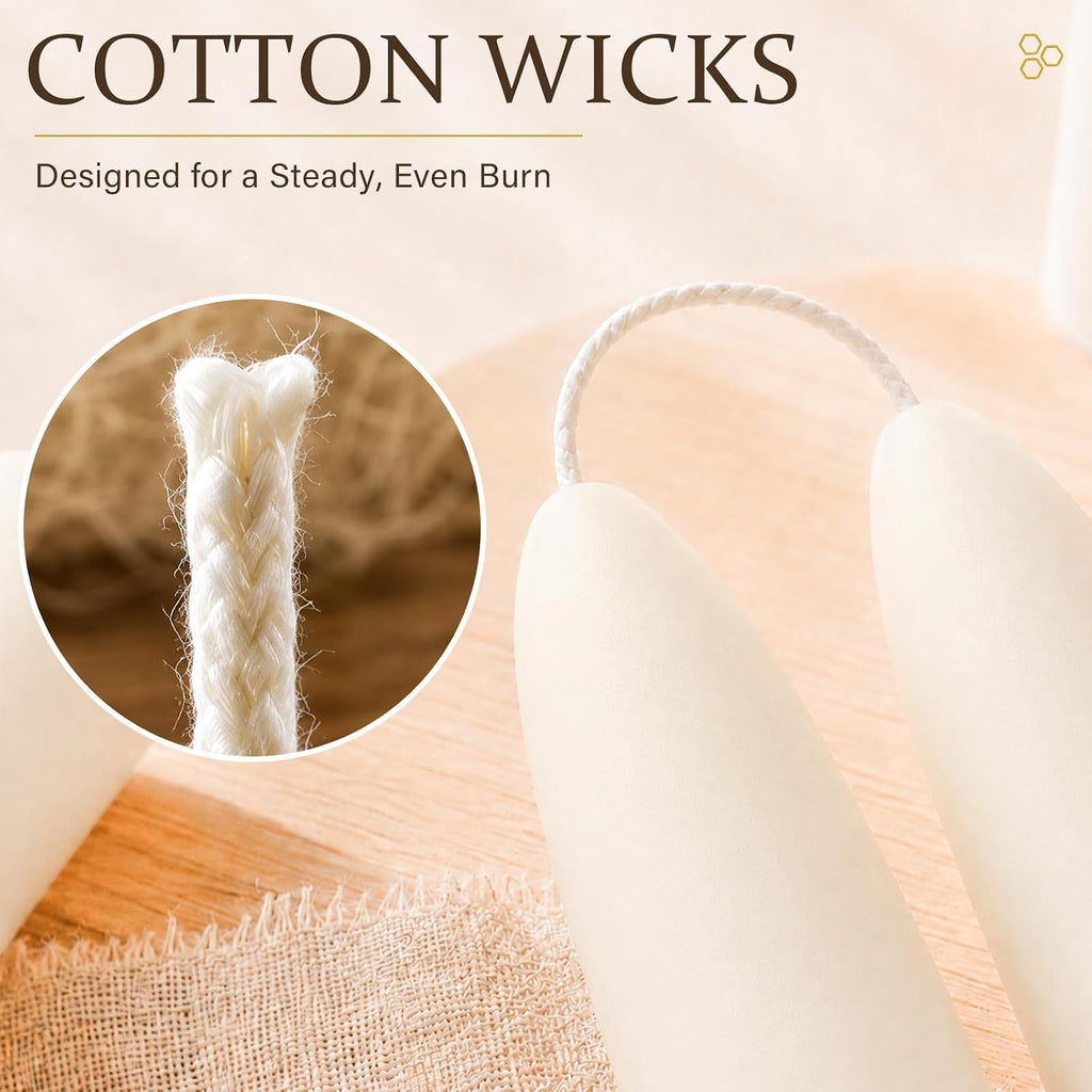 2 Pack 8 Inch 100% Pure Natural Beeswax White Taper Candles