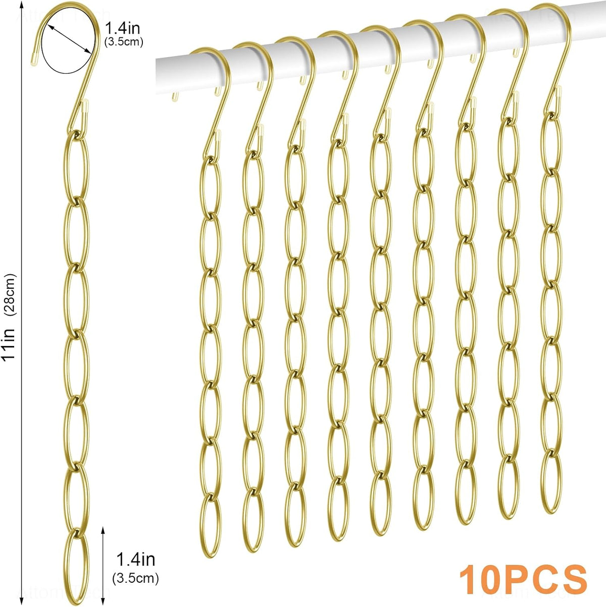 NiHome Clothing Chain Hangers 10-Pack, Space Saving Metal Closet Organizer
