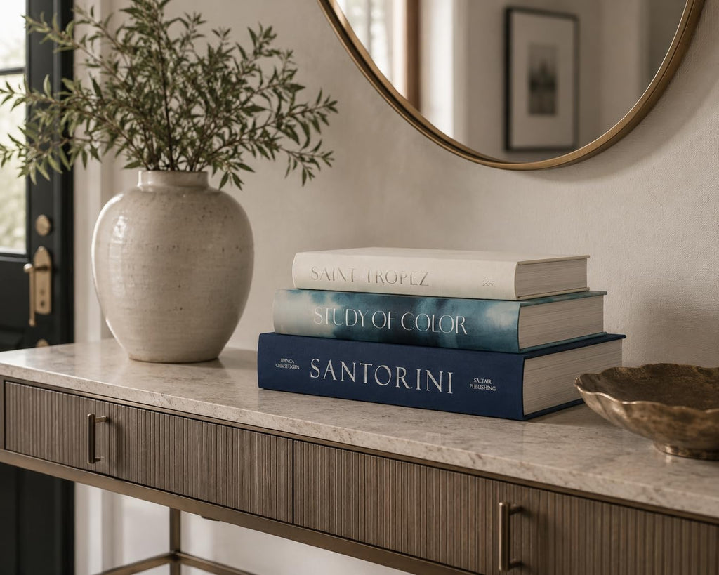 Set of 3 Oversized Decorative Coffee Table Books (Blue)