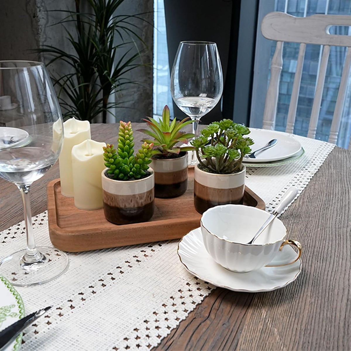 Succulents Plants Artificial, Set of 3 Faux Succulents