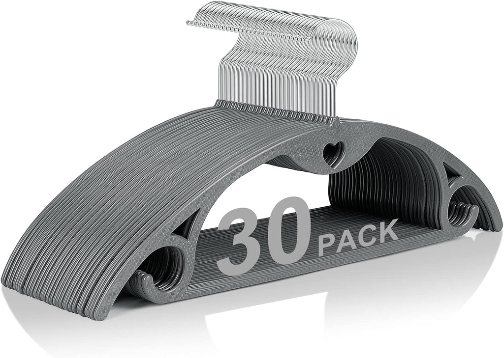 Plastic Hangers Grey Clothes Hanger 30 Pack