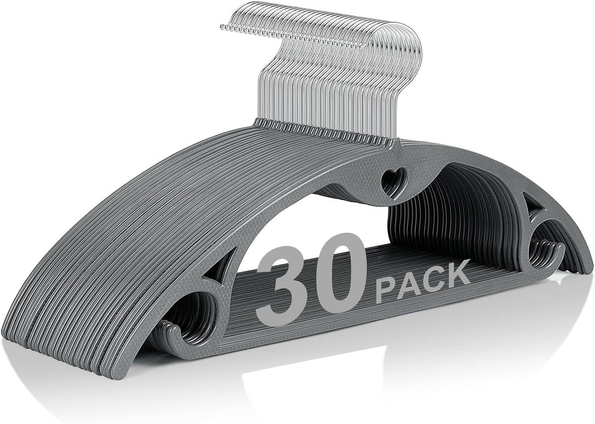 Plastic Hangers Grey Clothes Hanger 30 Pack