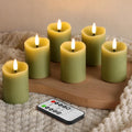 Sage Green Flameless Votive Candles with Remote Batteries Set of 6