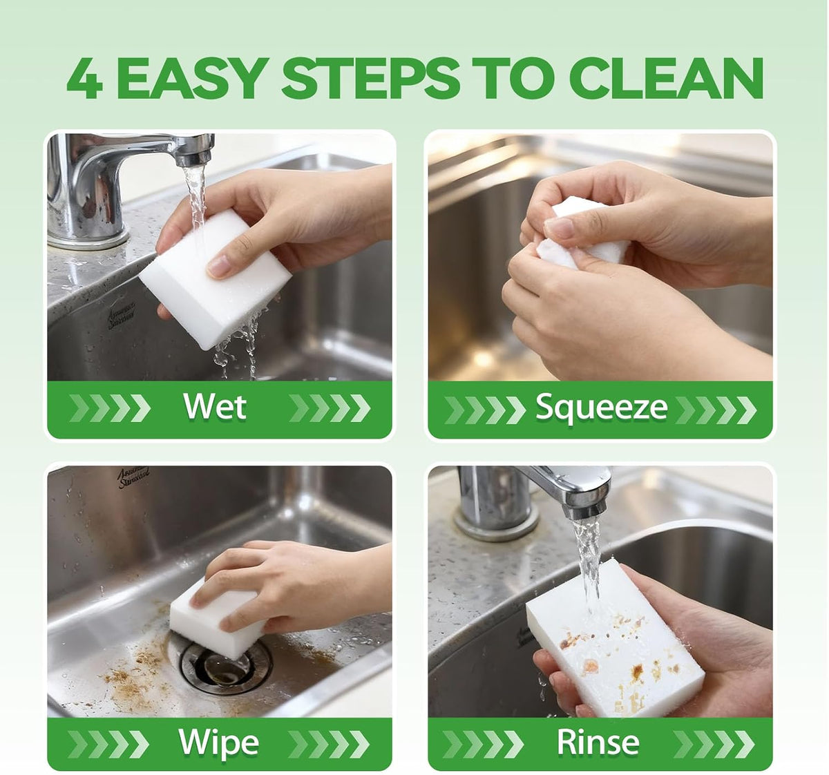 Magic Sponge Melamine Cleaning Eraser, Water-Activated Foam in Bulk (100)