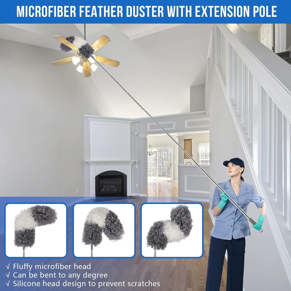 UIMO Microfiber Feather Duster 5-in-1 Kit for Dusting and Cleaning