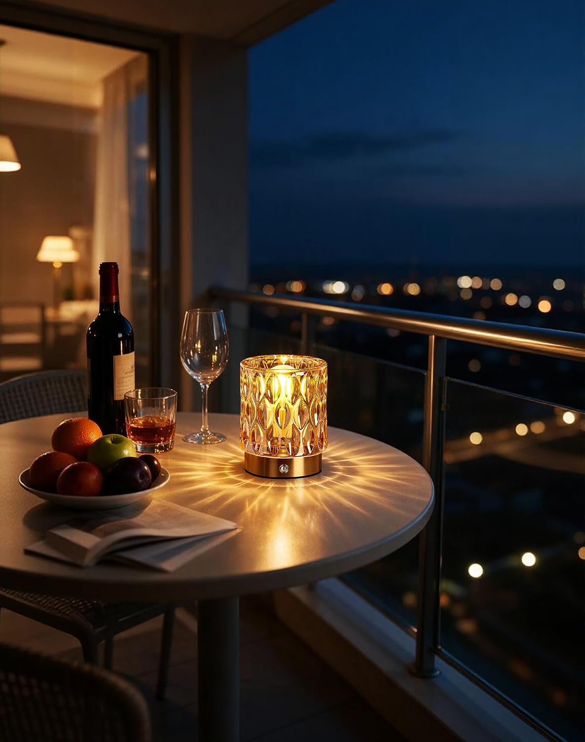 Cordless Mini Crystal Rechargeable Table Lamp No Plug with Touch Control