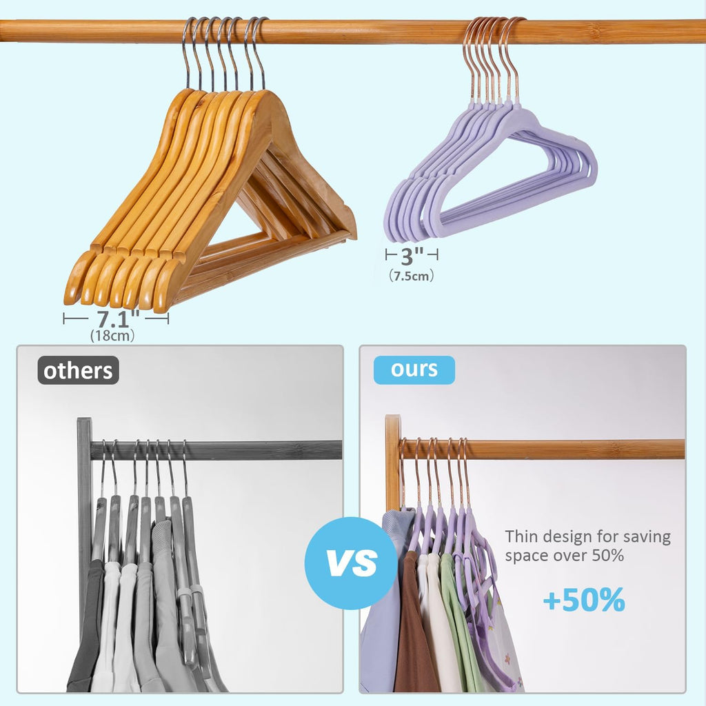 Tonswachic Baby Velvet Clothes Hanger,Infant Felt Hanger,11",Purple,30 Pack