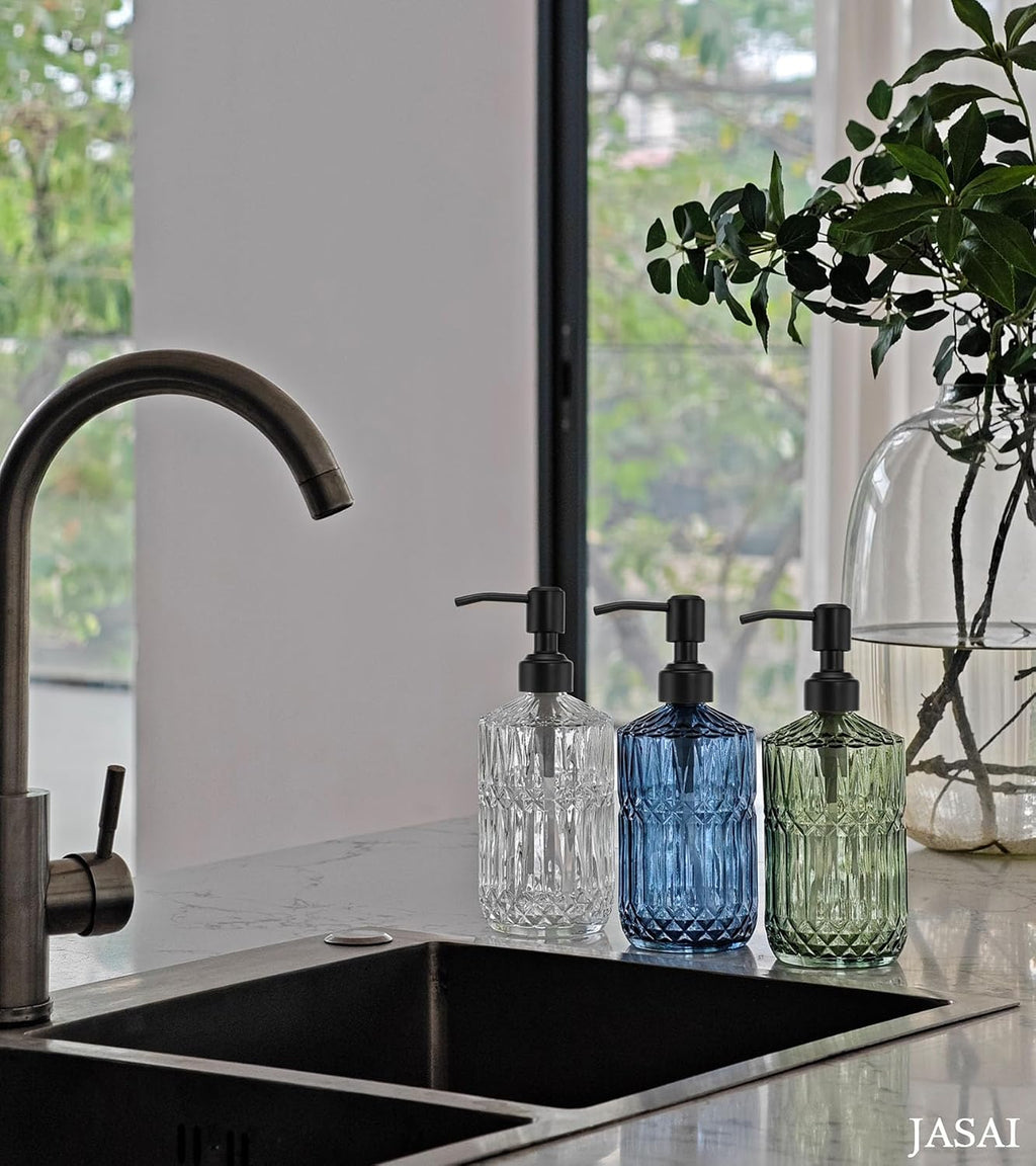 JASAI 18 Oz Green Soap Dispenser with Black Rust Proof Pump