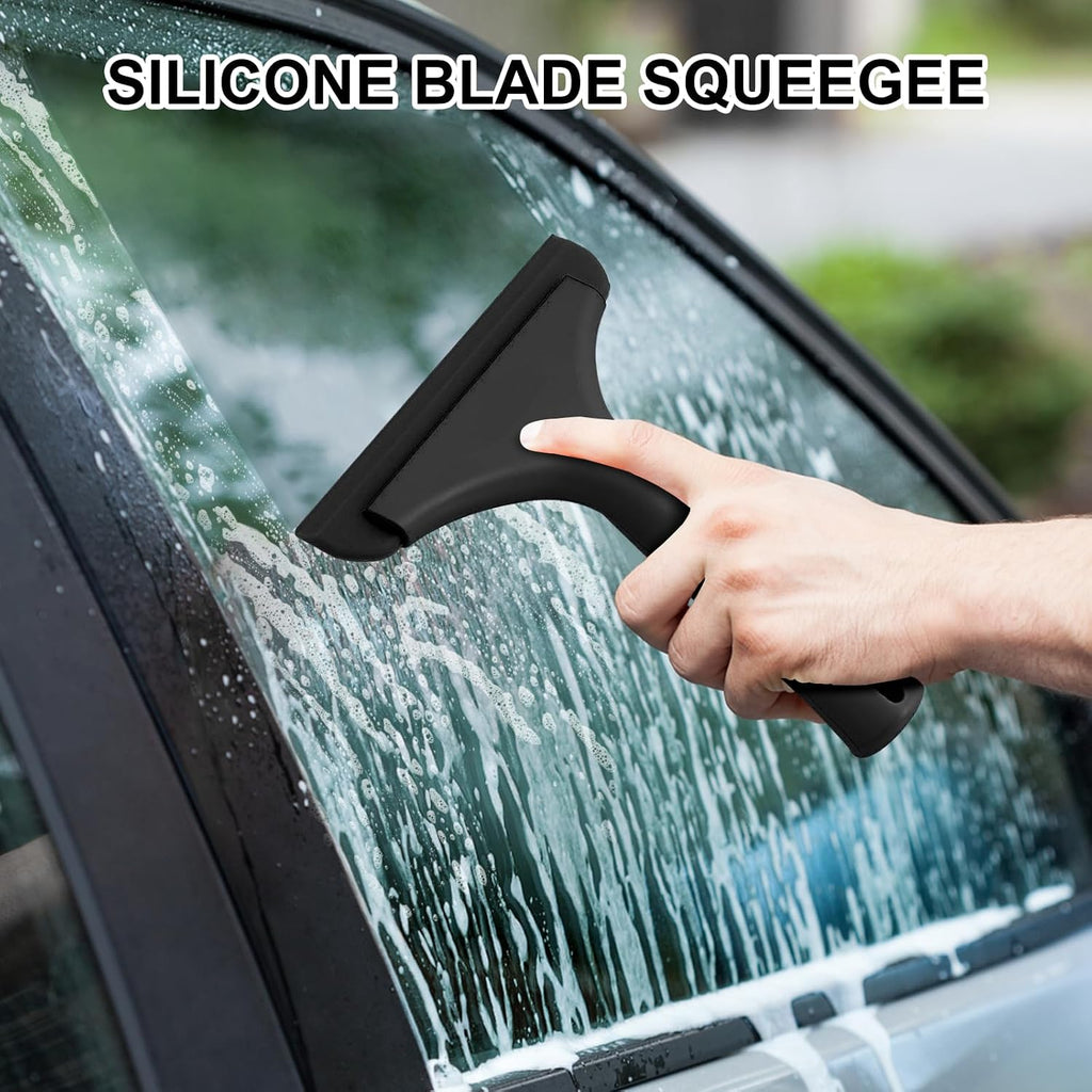 SetSail Shower Squeegee for Glass Doors, Mini Hand Squeegee, All Black