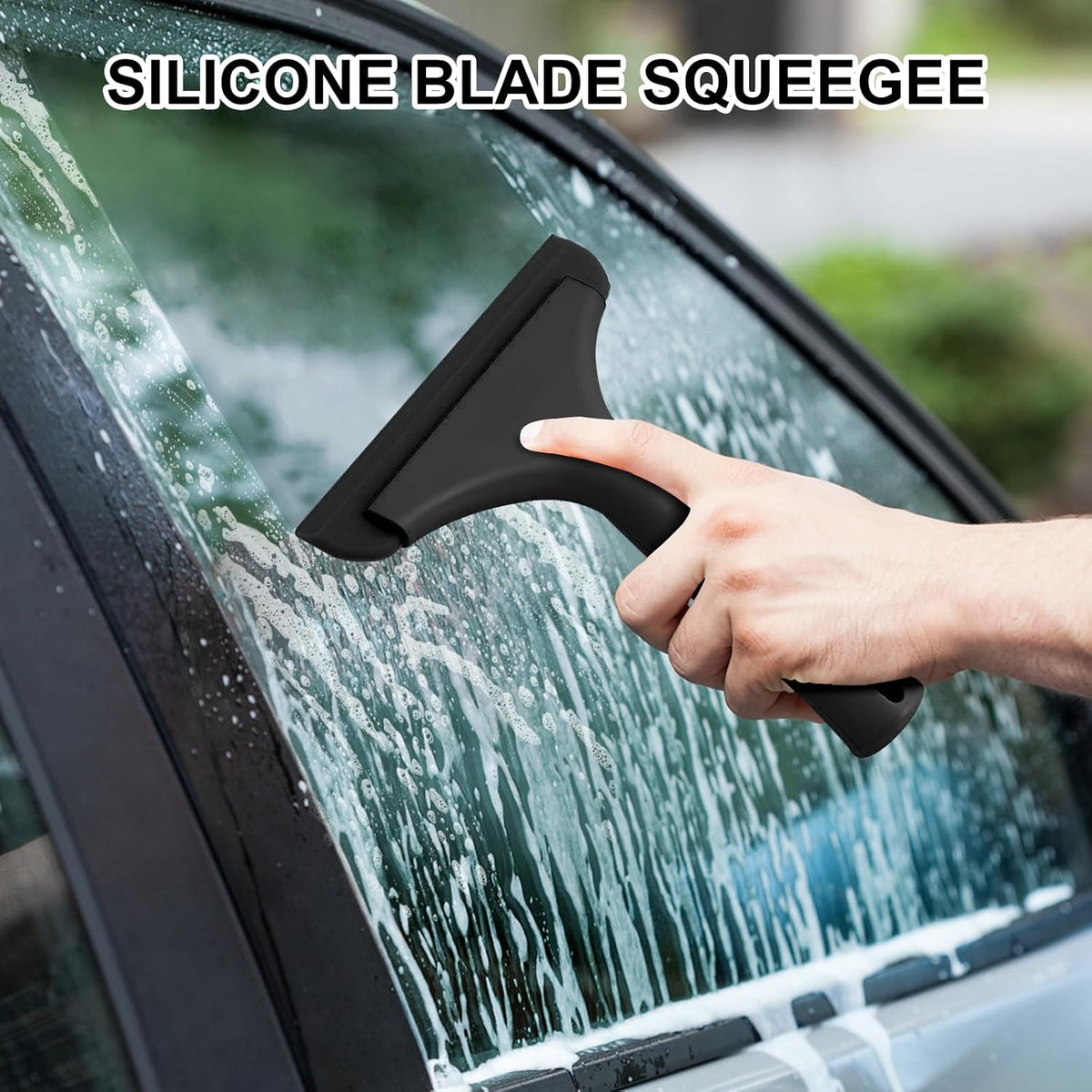 SetSail Shower Squeegee for Glass Doors, Mini Hand Squeegee, All Black
