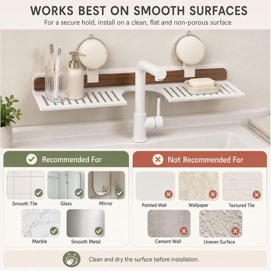 Bathroom Over Sink Shelf, 23.6 Inch No Drill Sink Organizer