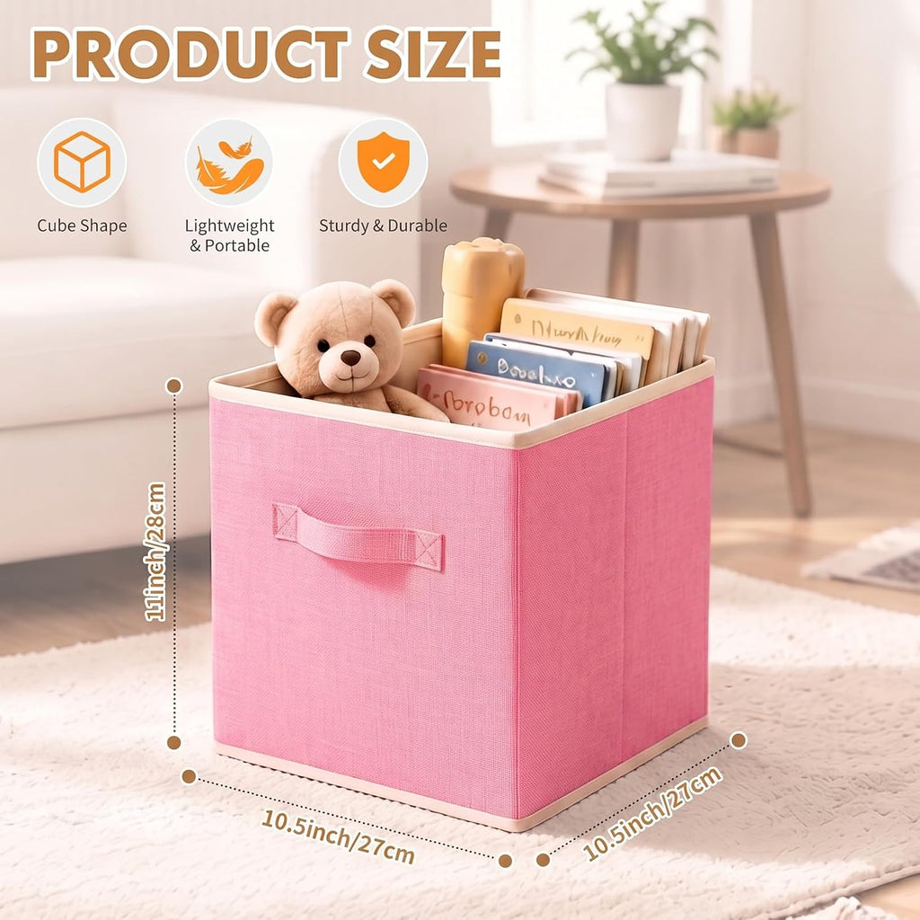 ShellKingdom Storage Bins, Foldable Linen Storage Cubes, 2 Pack (Peach)