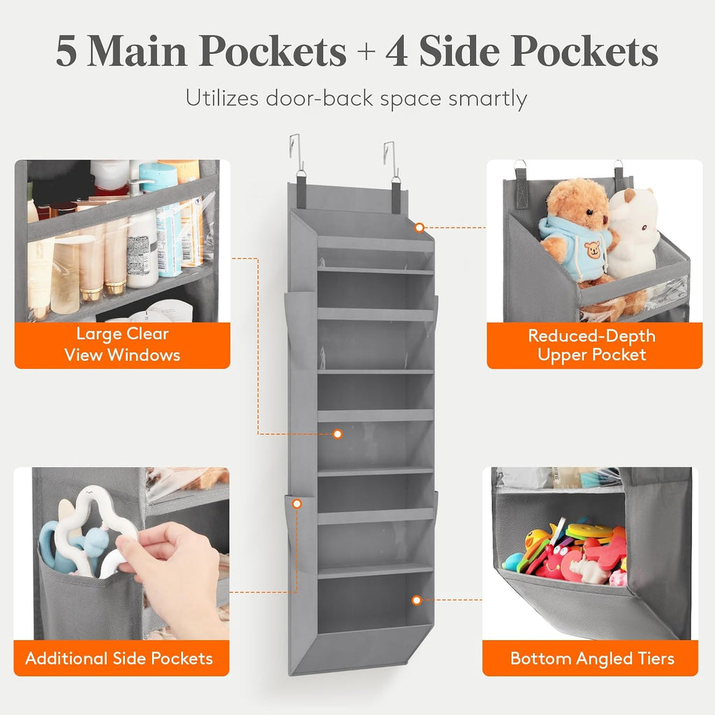 Lifewit Organizador Colgante para Puerta, 5 Niveles, para Cocina,Gris Claro