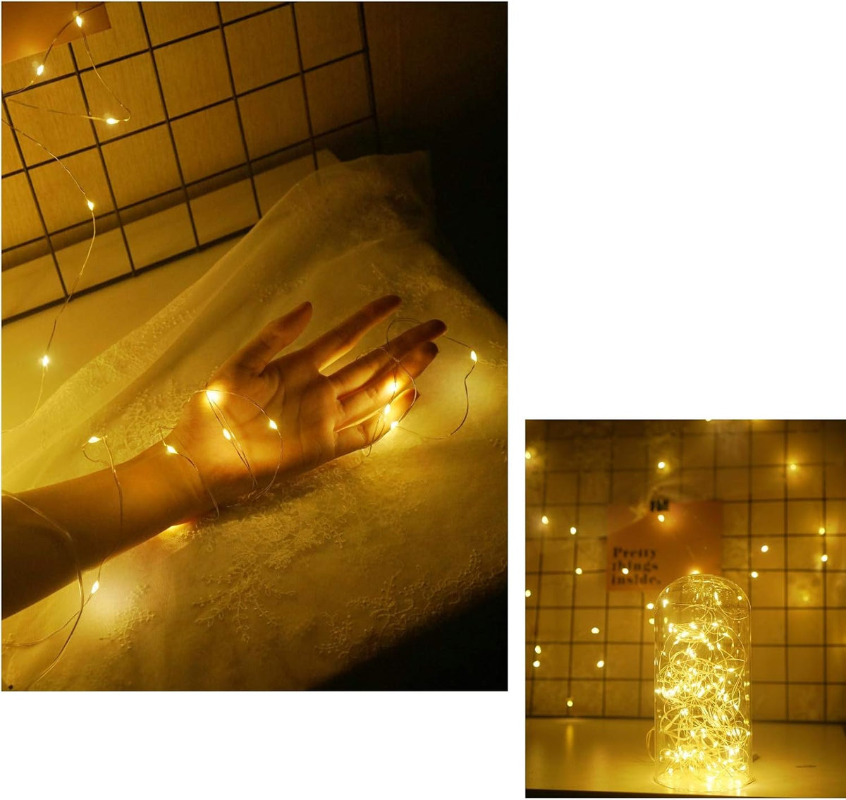 15 Pack Fairy Lights Battery Operated, 6.6ft 20 LED Mason Jar Lights Silver Wire Waterproof Firefly Mini Led String Lights for Table Party Wedding Centerpiece DIY Crafts Christmas Decor