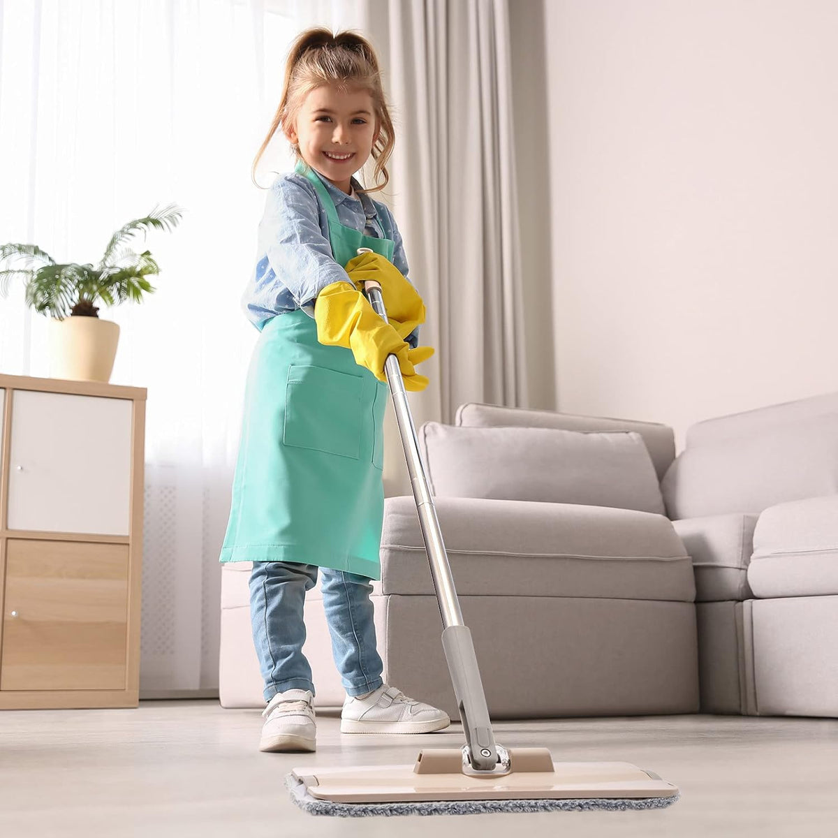 6 Pack Flat Mop Pads Compatible with Joymoop, Bosheng or 11-13" Size Flat Mops, Washable and Reusable 13" x 4.9" Wet/Dry Pads for Floor Cleaning