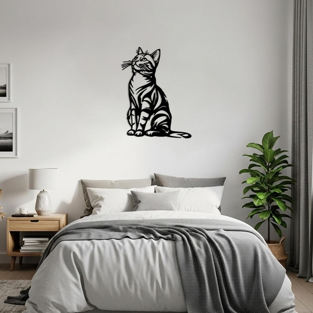 Otoolling Black Cat Wall Art Silhouette Metal Wall Decor, Lovely