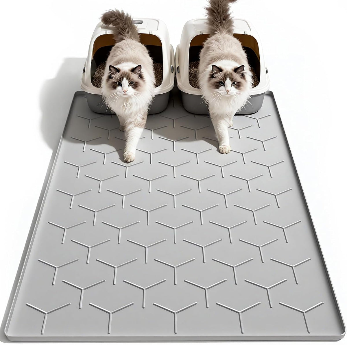 Garoopion Silicone Cat Litter Mat Large 40" X 28", Easy to Clean, Gray