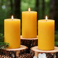 3 inch Thick Natural Yellow Beeswax Pillar Candles, 6 inch Tall - 3 Pack