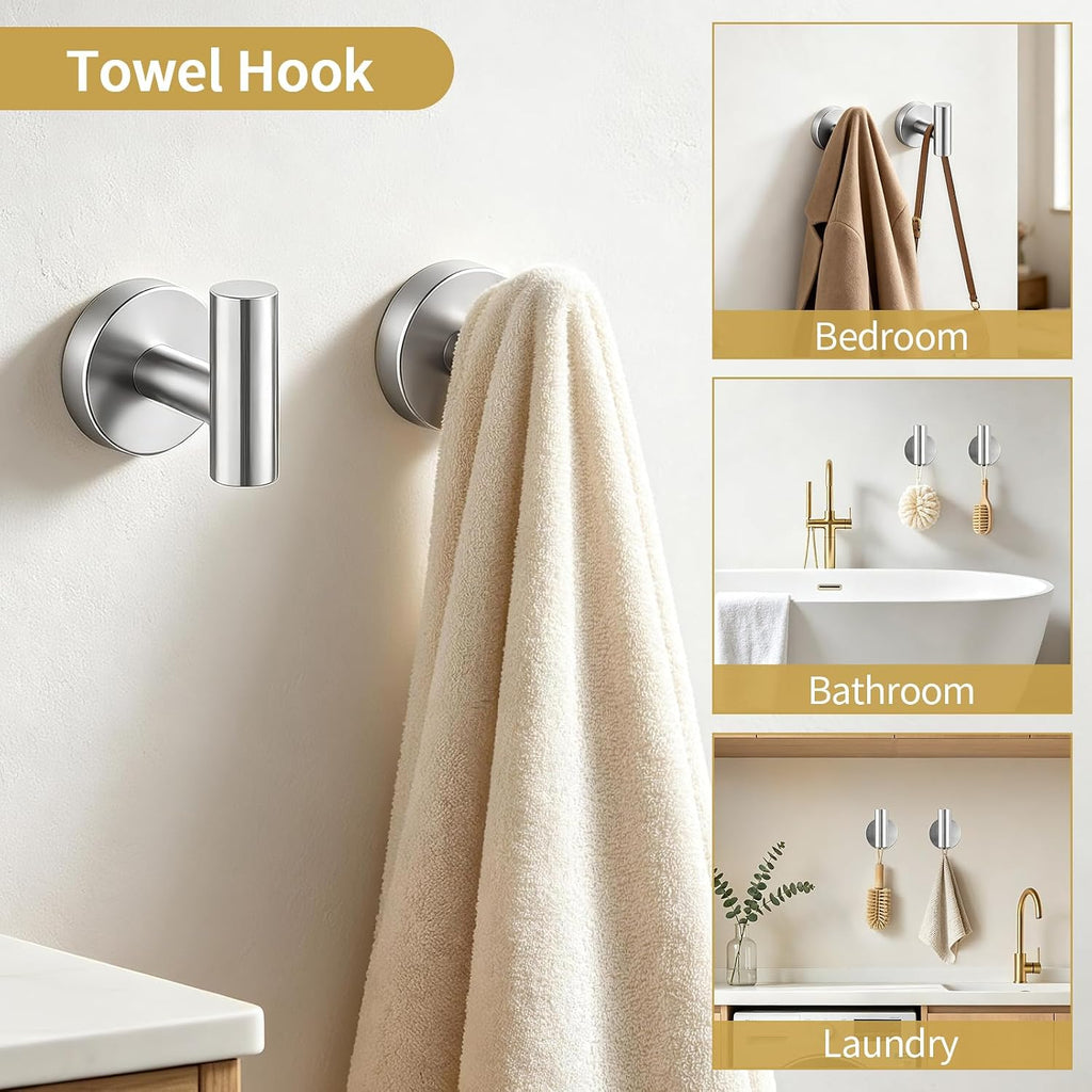 STWWO 5-Piece Brushed Nickel Bathroom Accessories Set Bathroom Towel Bar