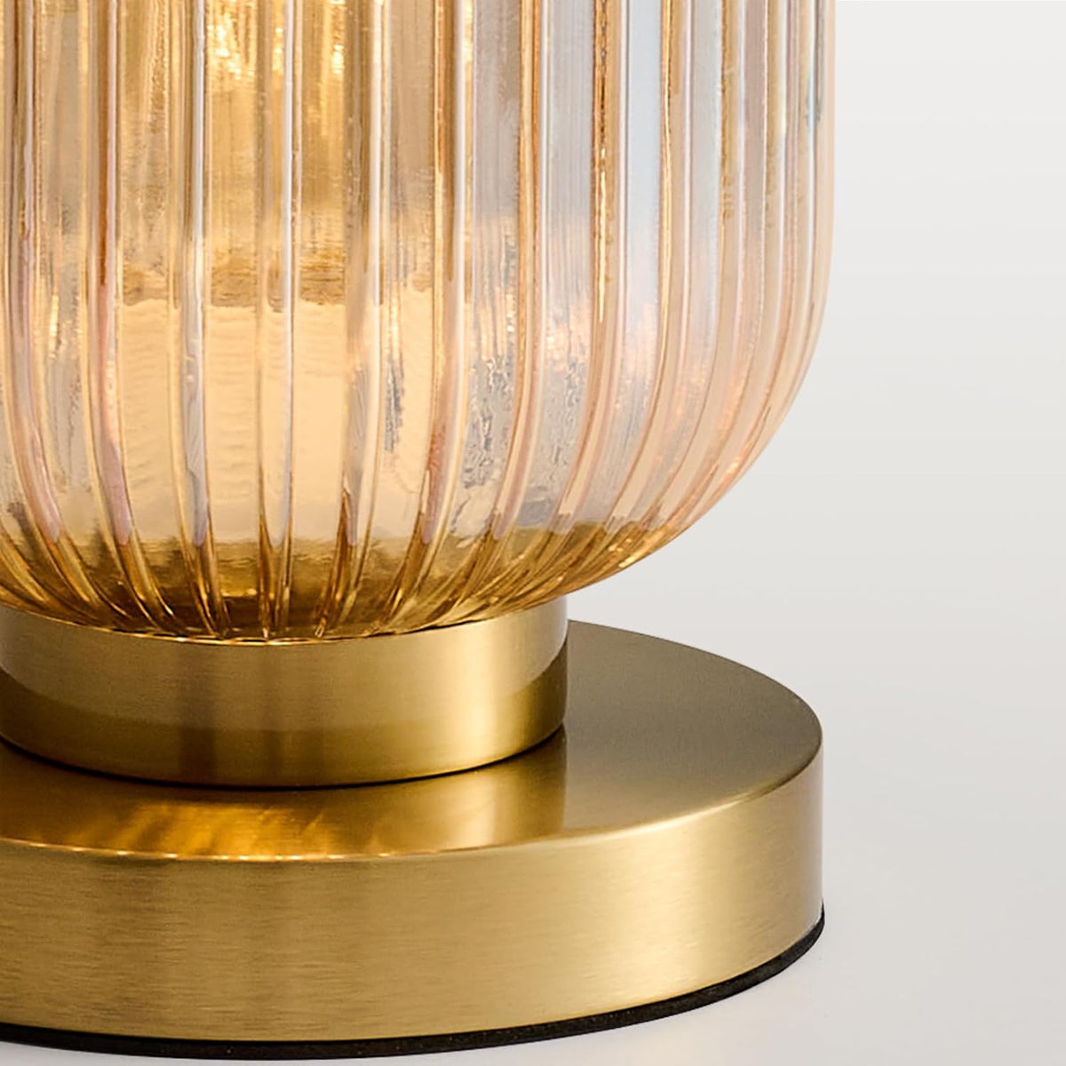 Mid Century Modern Table Lamp, 6" Amber Glass Desk Lamp Plug In