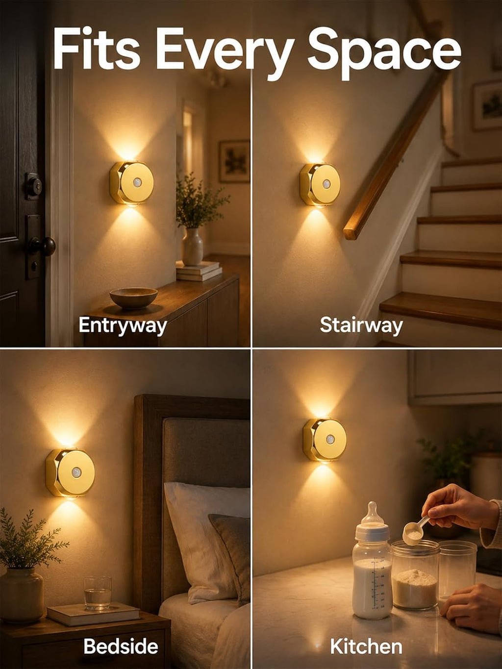 Motion Sensor Night Light for Hallway: No Tool Mount Magnetic Mount