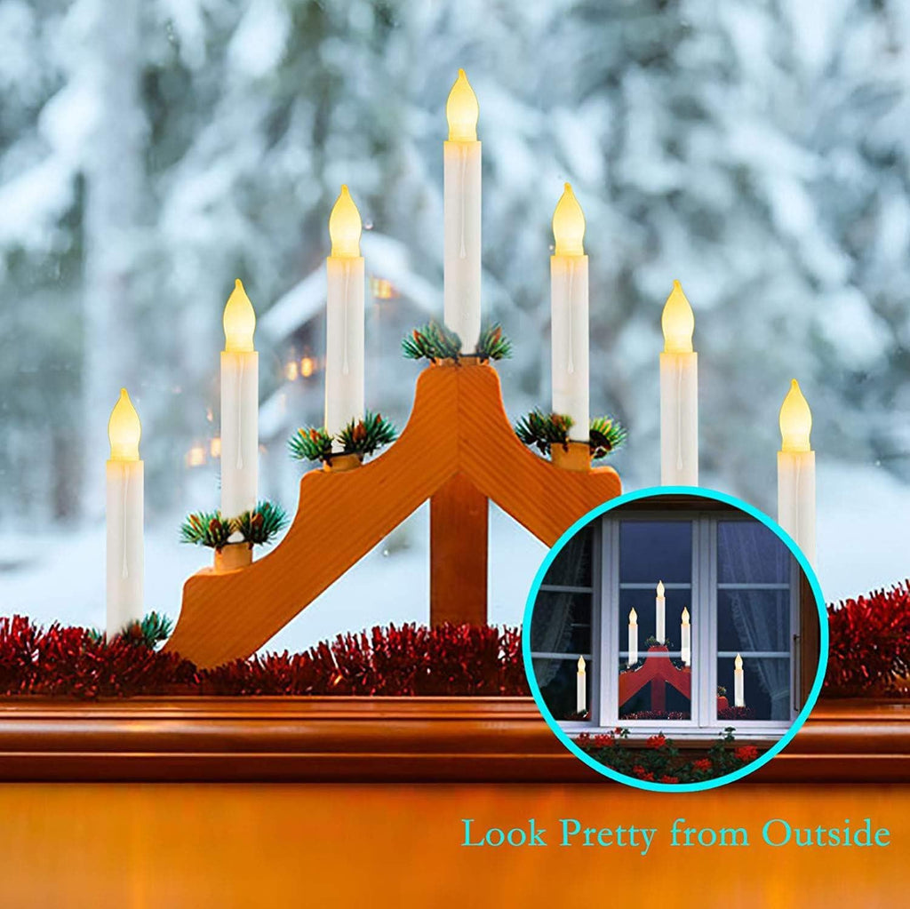 24 PCS Flameless LED Taper Candles Lights, Battery Operated Candlesticks with Warm White Flickering Flame, 0.79 x 6.5 Inches Dripless Fake Floating Taper Candles for Church Wedding Xmas