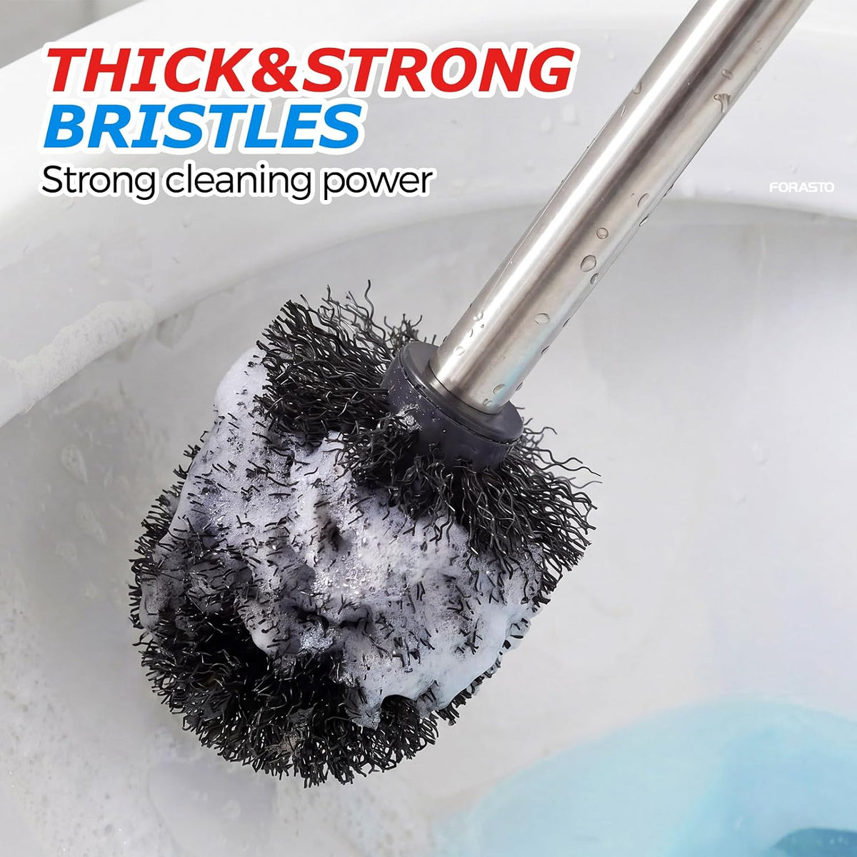 FORASTO 3in1 Stainless Steel Toilet Plunger and Brush Set - Bathroom Tools